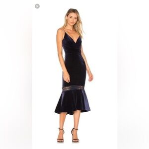 NICHOLAS Midnight Blue Velvet High Low Dress